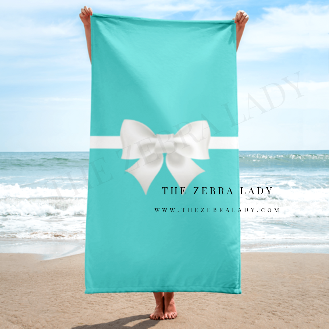 Breakfast at Tiffany s Beach Towel THE ZEBRA LADY